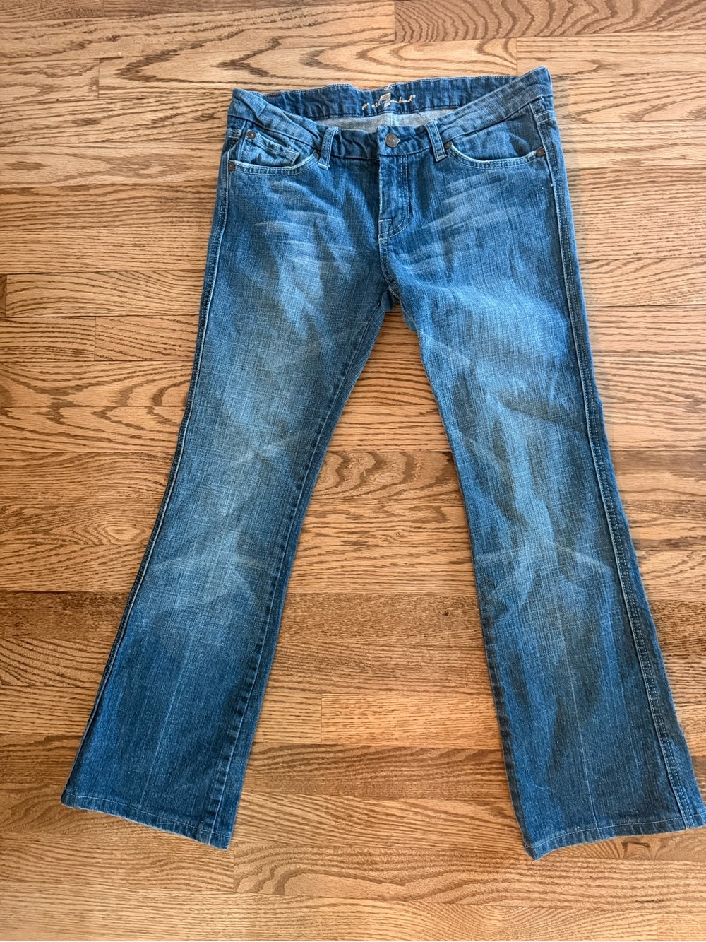 7 For All Mankind faded denim jeans in blue